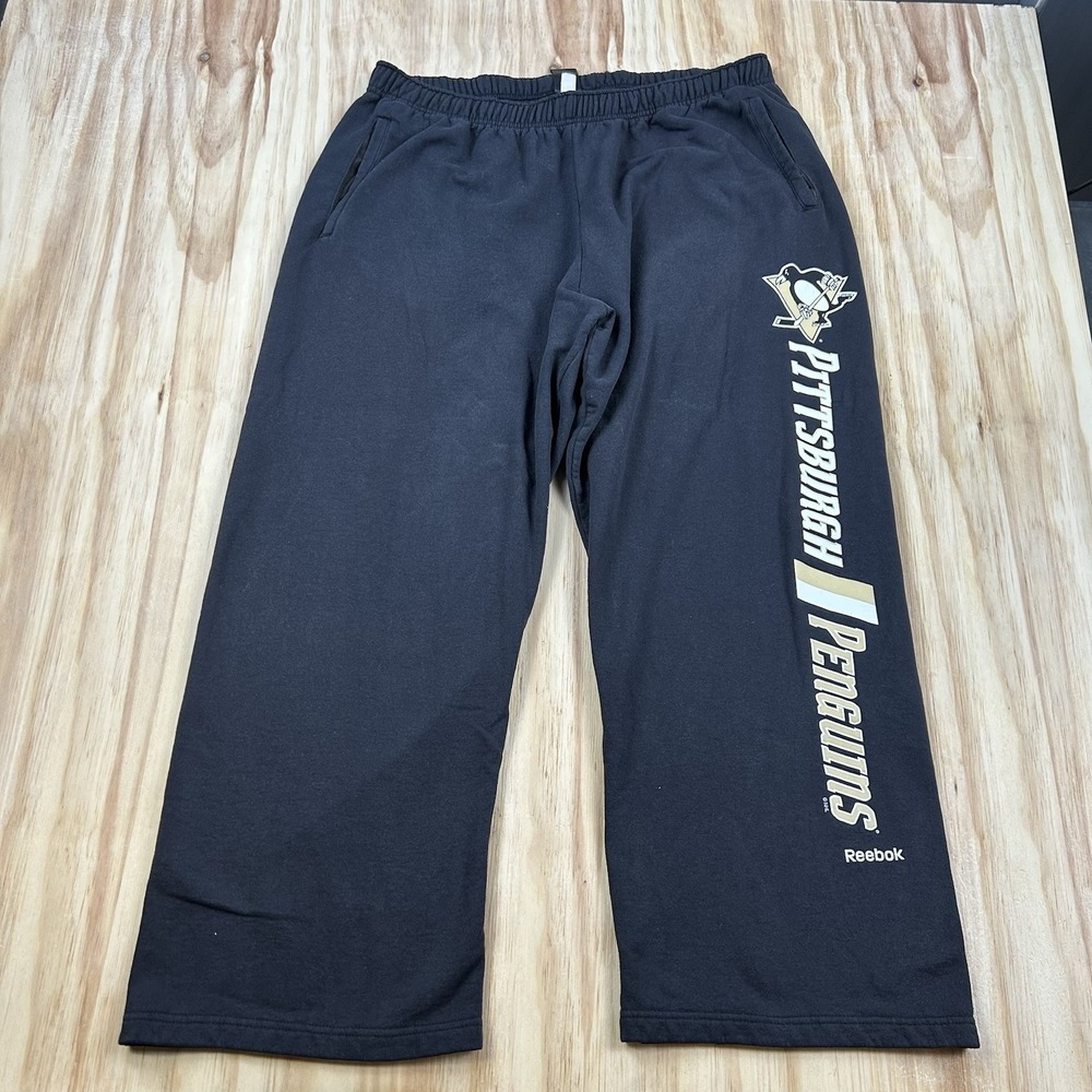 Vintage Y2K Pittsburgh Penguins Men's 2XL Black Baggy Relaxed Sweatpants NHL
